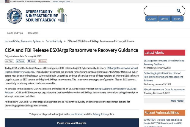 脆弱なVMware ESXi狙うランサムウェアに関する復旧ガイダンスが公開