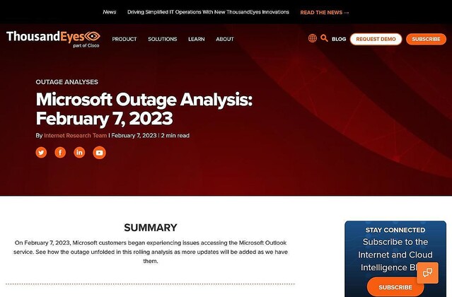 Microsoft Outlookサービスに不具合発生、その原因は？