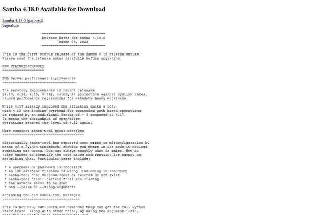 Samba 4.18.0公開、パフォーマンス向上