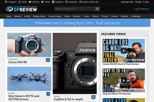 米国のカメラ専門メディア「DPReview.com」、閉鎖を発表