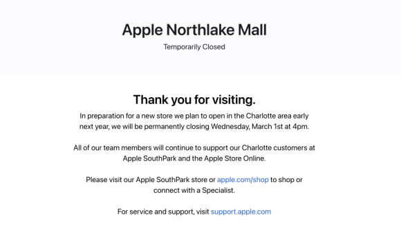 ノースカロライナ州シャーロットのApple Storeが異例の閉店。発砲事件が関係か
