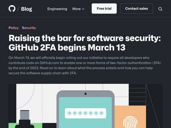 GitHub、3月13日より2要素認証有効の呼びかけを開始 – 2023年末までに義務化