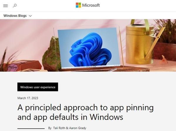 Microsoft、Windowsの規定のアプリ設定とピン留めを改善すると発表