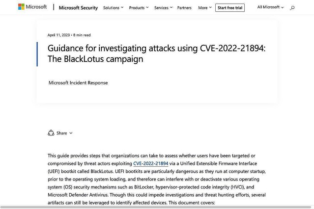 Microsoft、UEFIの脆弱性を悪用するサイバー攻撃「BlackLotus」の防御策を公開