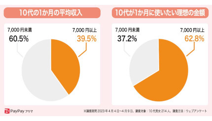 10代の6割が「月平均収入7000円未満」、PayPayフリマ調べ