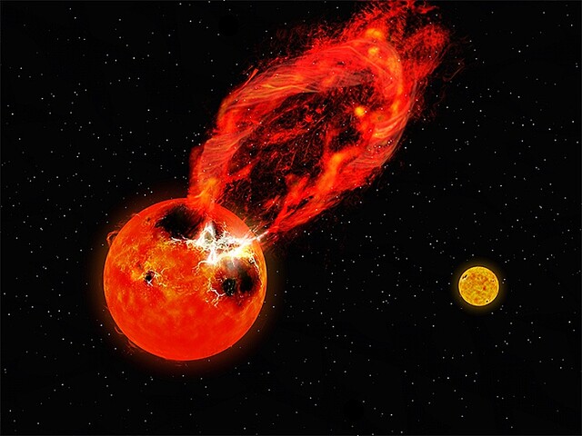 りょうけん座変光星で秒速1600kmの超高速プロミネンス噴出 史上最大質量 京大らが観測