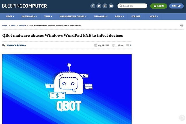 Windowsのワードパッドにマルウェアを仕込む「QBot」、新たな攻撃確認