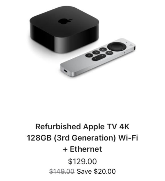 Apple TV 4K（第3世代）の整備済製品の販売が米国で開始