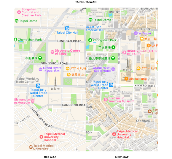 新しくなったAppleマップが台湾で公開テスト中
