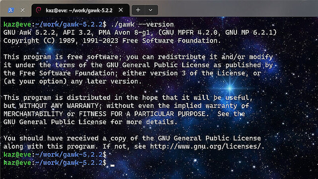 PMA周りの仕様変更が行われたGNU Awkバージョン5.2.2