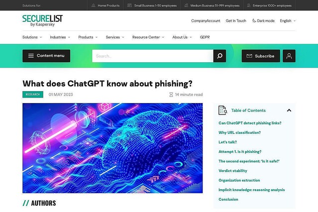 ChatGPTのフィッシング詐欺検出の能力はどれほどか、Kaspersky Labが調査