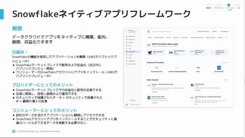 Snowflakeネイティブアプリケーションフレームワーク、提供開始