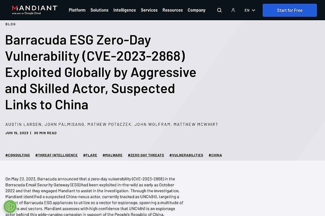 中国関与のスパイ活動、メールセキュリティゲートウェイのゼロデイ脆弱性悪用