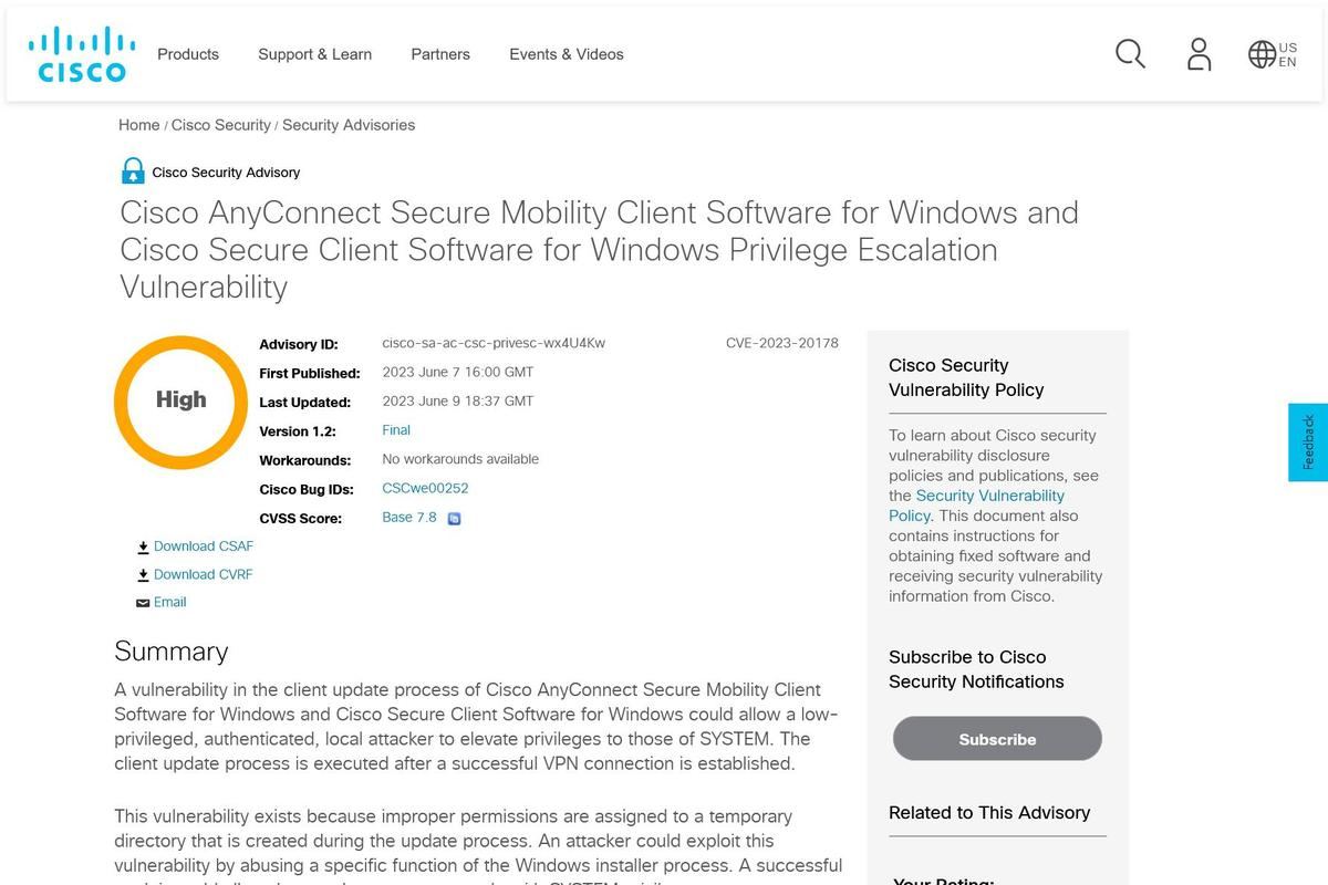 Cisco AnyConnectとCisco Secure Clientの脆弱性、PoC公開でリスク増大