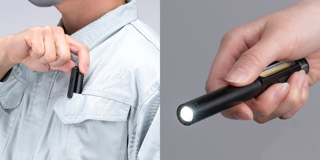 防塵・防水仕様！マグネット内蔵クリップ付きのペン型LEDライト