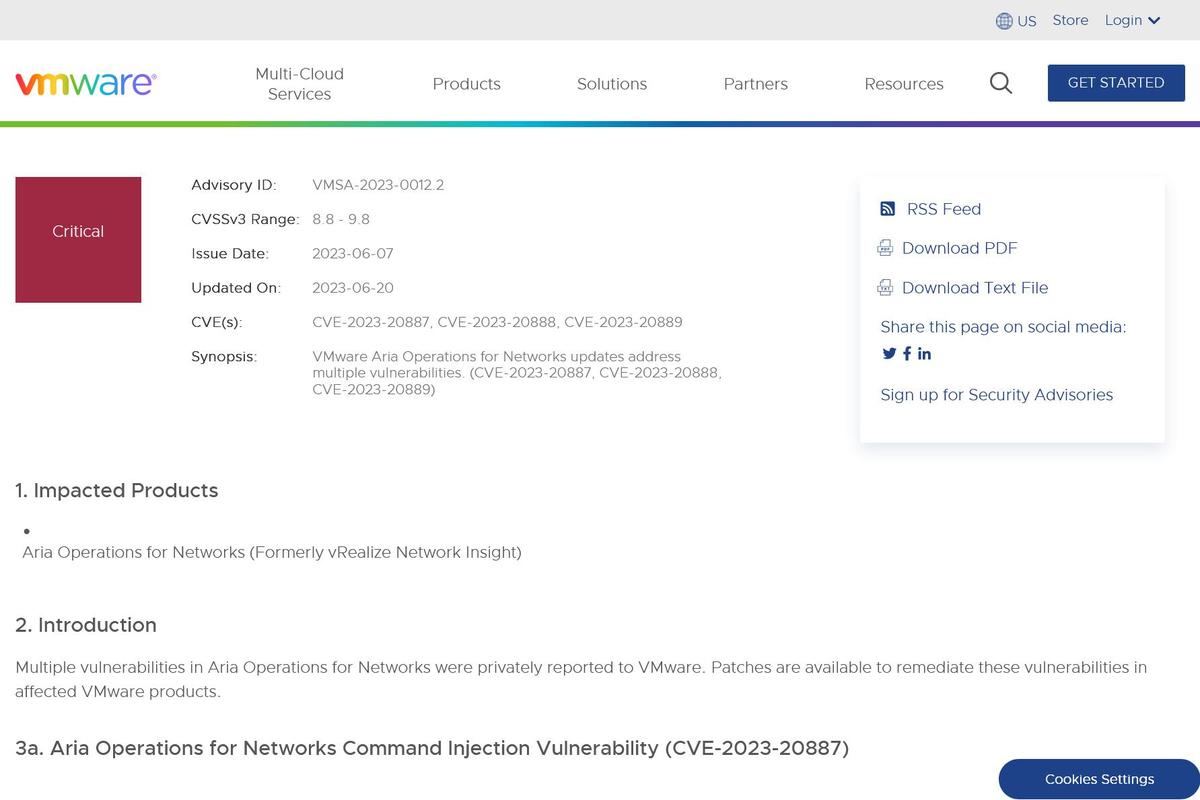 VMwareが Aria Operations for Networksの緊急脆弱性の悪用報告、注意を