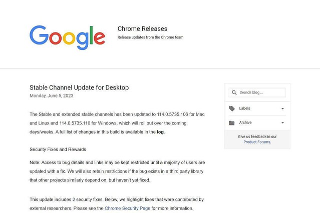 Google Chrome、セキュリティアップデートでゼロデイ脆弱性修正 – 確認を