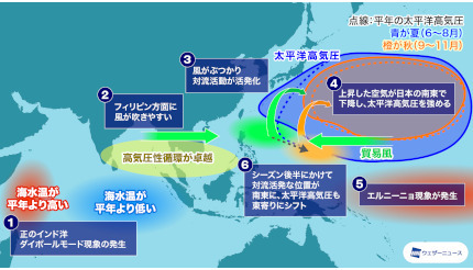 台風の発生数は29個前後、ウェザーニューズが予想