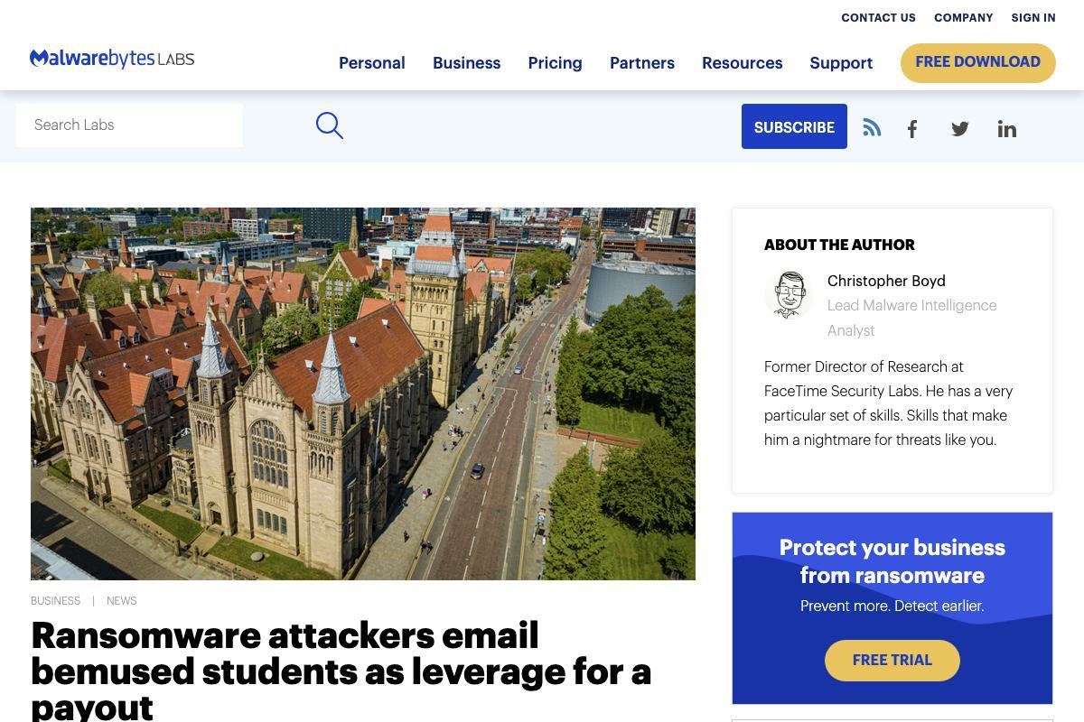 イギリスの名門大学、ランサムウェア攻撃でデータ窃取の被害か