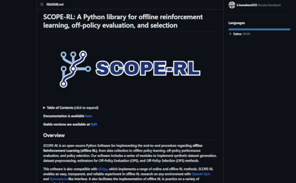 博報堂テクノロジーズ、オフライン強化学習用Pythonライブラリ「SCOPE-RL」をOSS