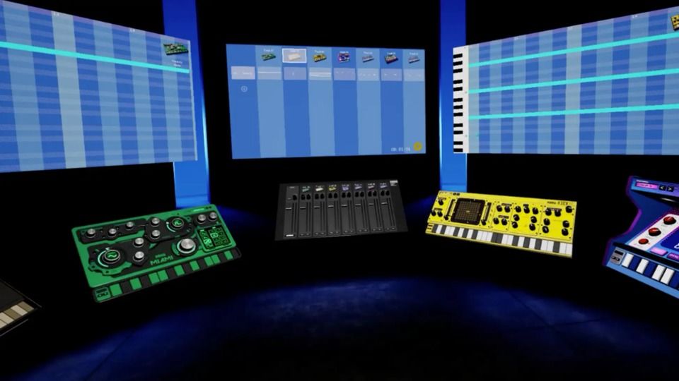 シンセに囲まれたハッピーすぎる仮想空間でトラックメイク＆VRマシンライブを