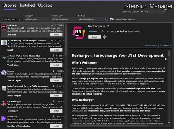 Visual Studio 17.7 Preview 3における拡張機能マネージャの新機能