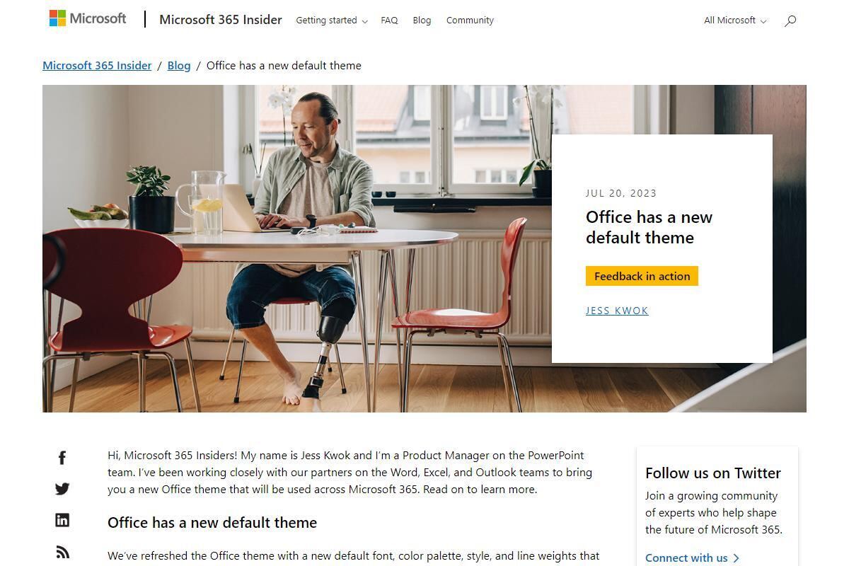 Microsoft、Officeの新しいデフォルトテーマの最新情報、フォントやスタイル刷新