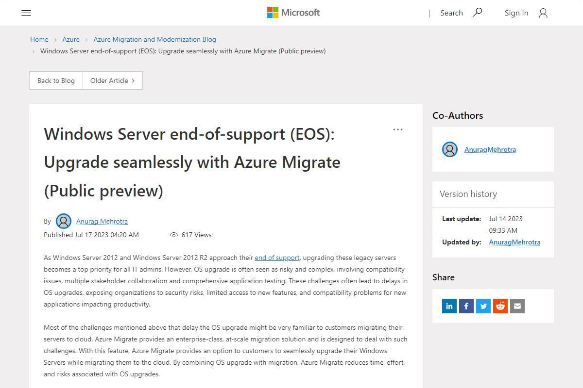 Windows Serverのアップグレードを簡単にする「Azure Migrate」、リスク低く安全