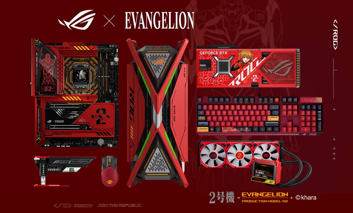 ASUS ROG×エヴァなPCパーツに第二弾、今度はアスカと2号機デザインに