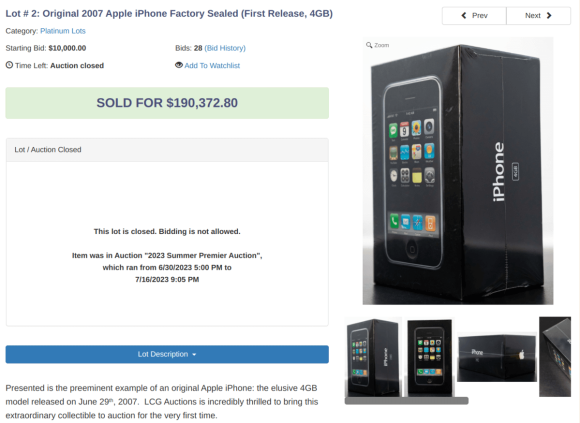 未開封の初代iPhoneがオークションで2,600万円超で落札！