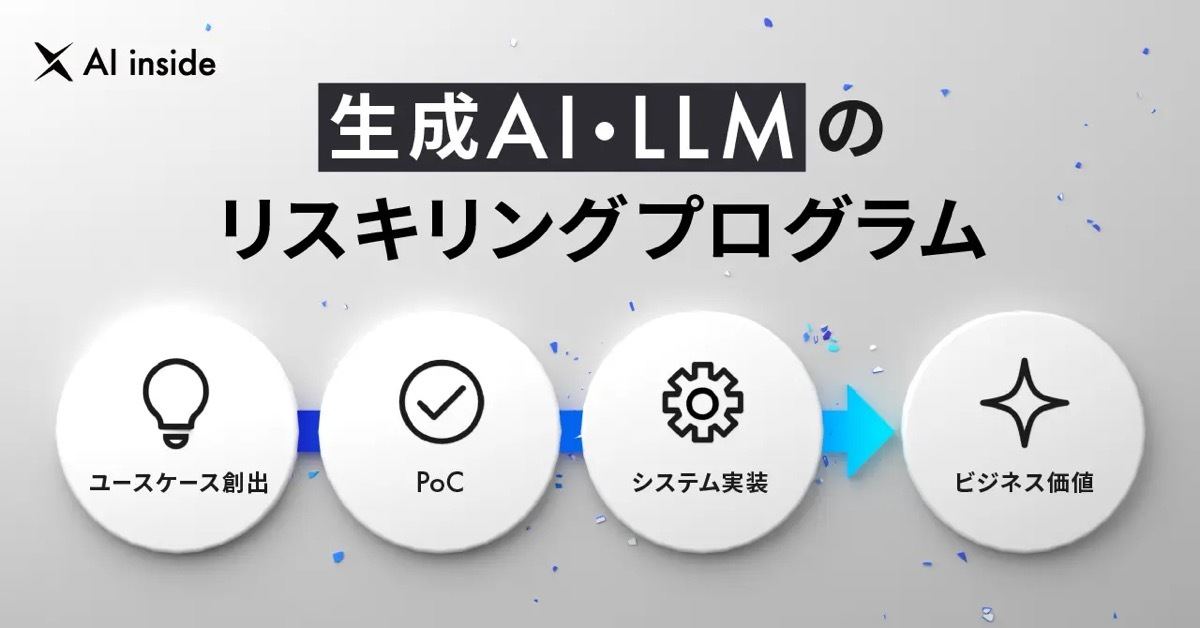 AI inside、生成AI・LLMの伴走型リスキリングプログラムを提供