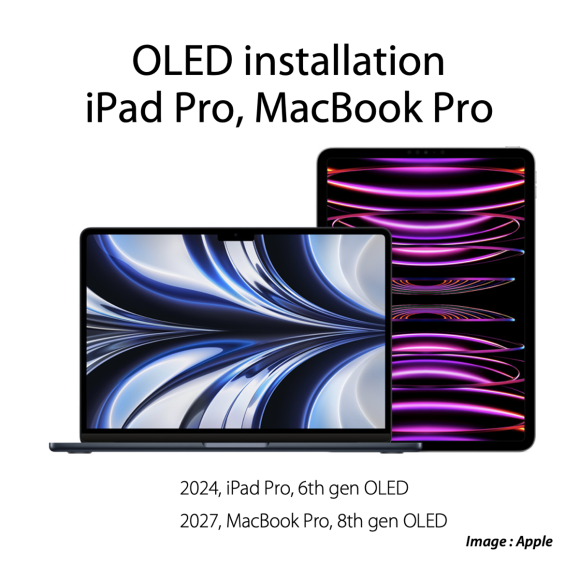 OLED搭載MacBookの発売時期が2027年に延期〜OLED搭載iPadは来年