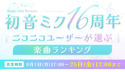 「ニコニコ動画」で「初音ミク」の人気楽曲を選ぶ投票企画