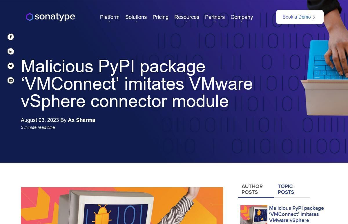 VMwareのコネクタを模倣した不正なPyPIパッケージ発見、ただちに確認を