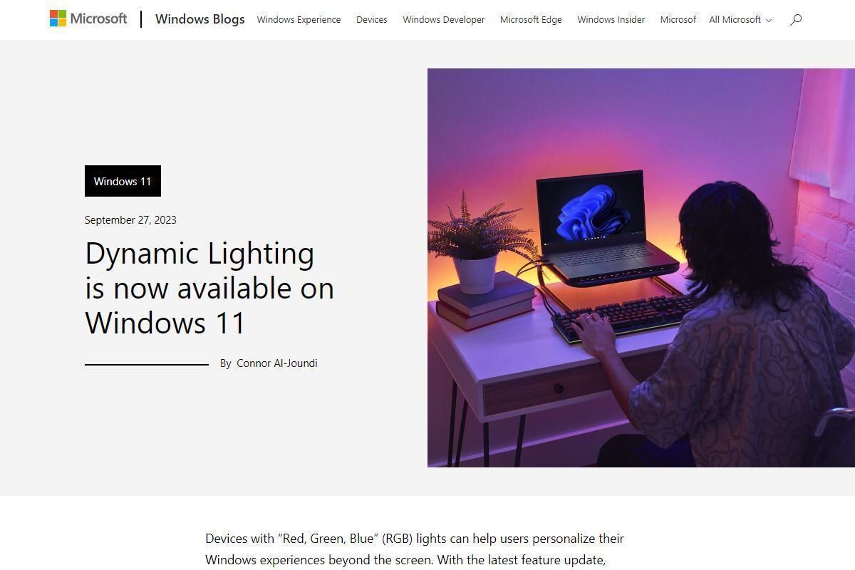 Windows 11、新機能「動的ライティング」を公開