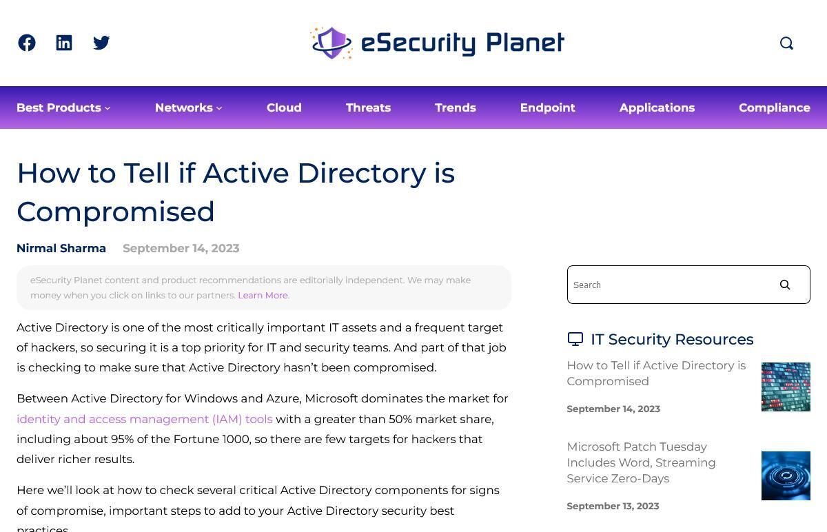 Active Directoryが侵害されている兆候を検出する方法