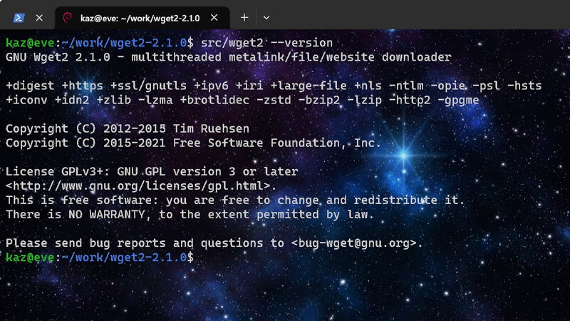 sitemapサポートの「Wget2 バージョン2.1.0」