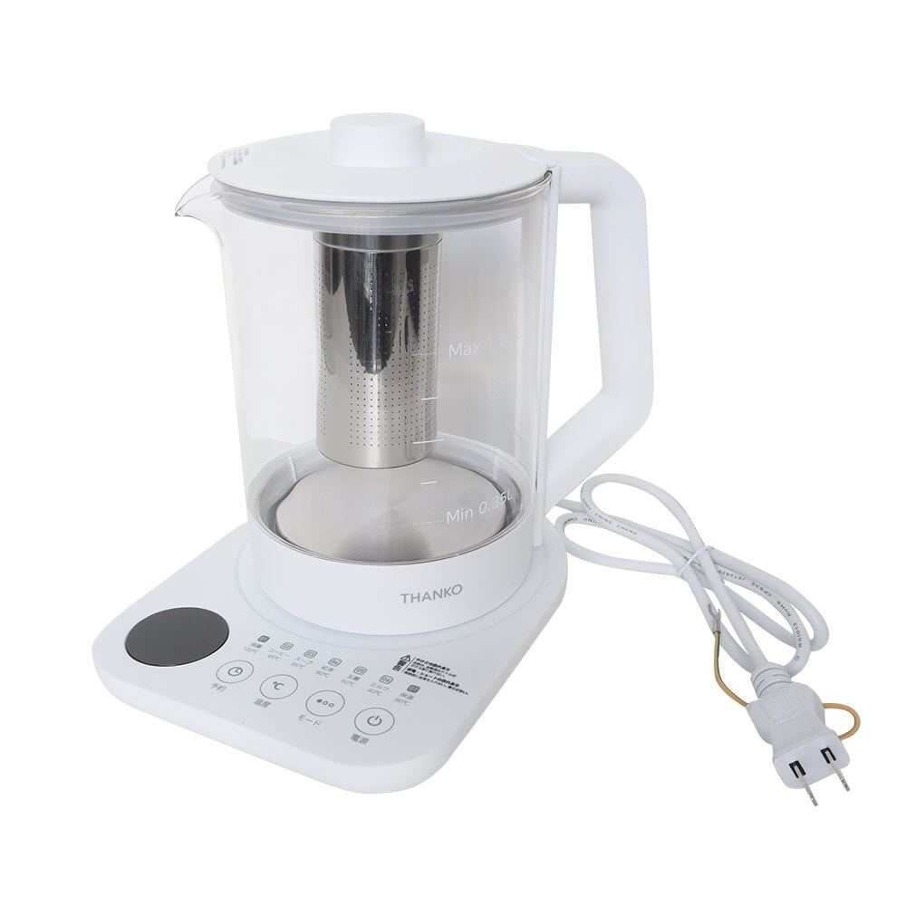 ワンタッチでコーヒーやお茶の最適温度に、煮出し対応の電気ティーポット
