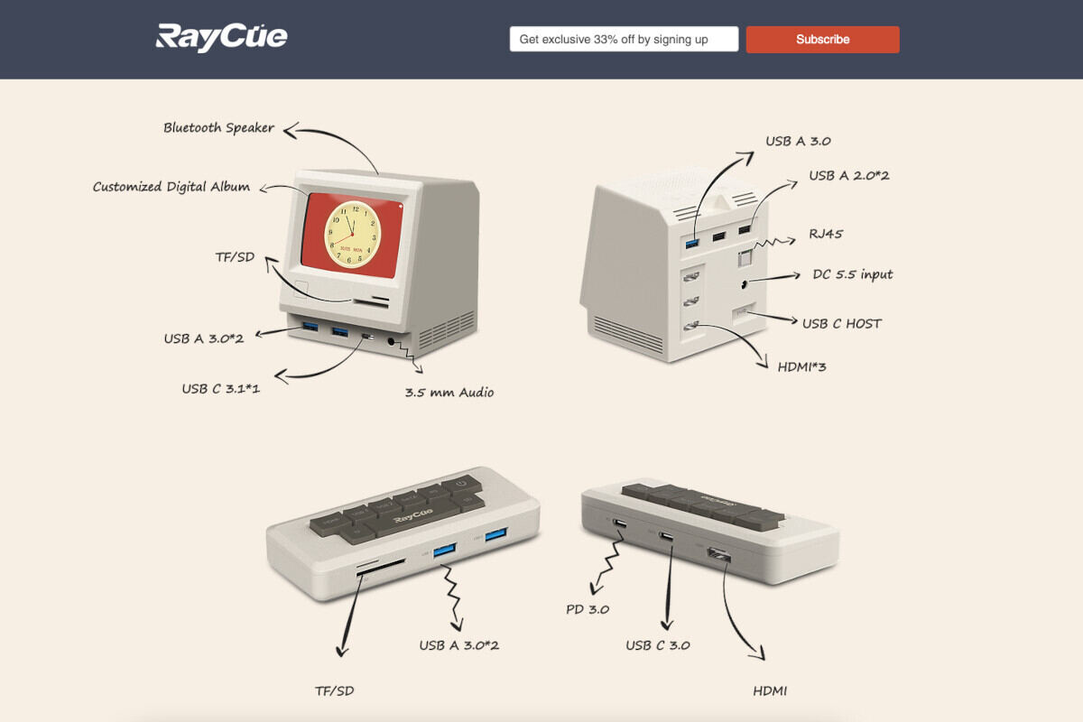 初代Macintoshデザインの多機能ドックが人気 – クラファン開始30分で達成、2日で900%調達