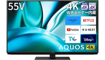 55型AQUOS 4K（2023年モデル）が初めてTOP10入り、今売れてる4Kチューナー搭載テレビTOP10 2023/10/15