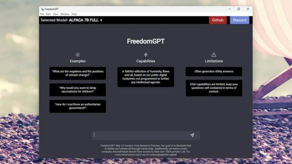 オフラインなのでセキュリティも安心。無料AIチャット「FreedomGPT」