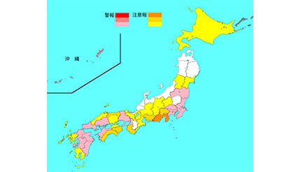 インフルエンザ患者報告数は5万人を超える、東京都では若干の減少