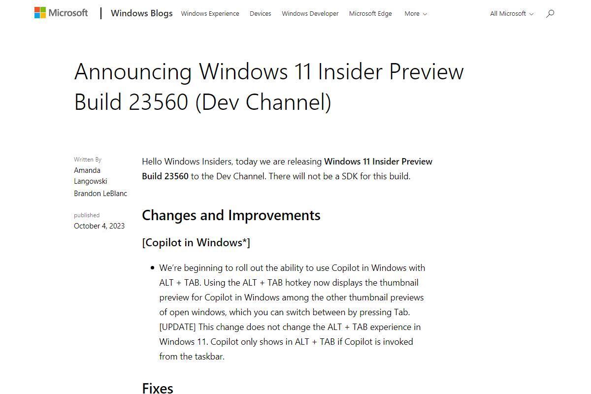 Windows 11開発版、「Alt」＋「Tab」とCopilotの体験を統合