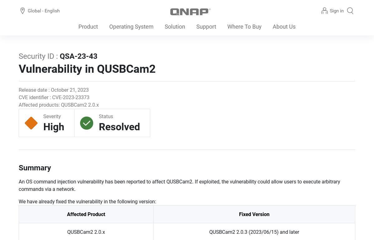 QNAP QUSBCam2に重要な脆弱性、アップデートを