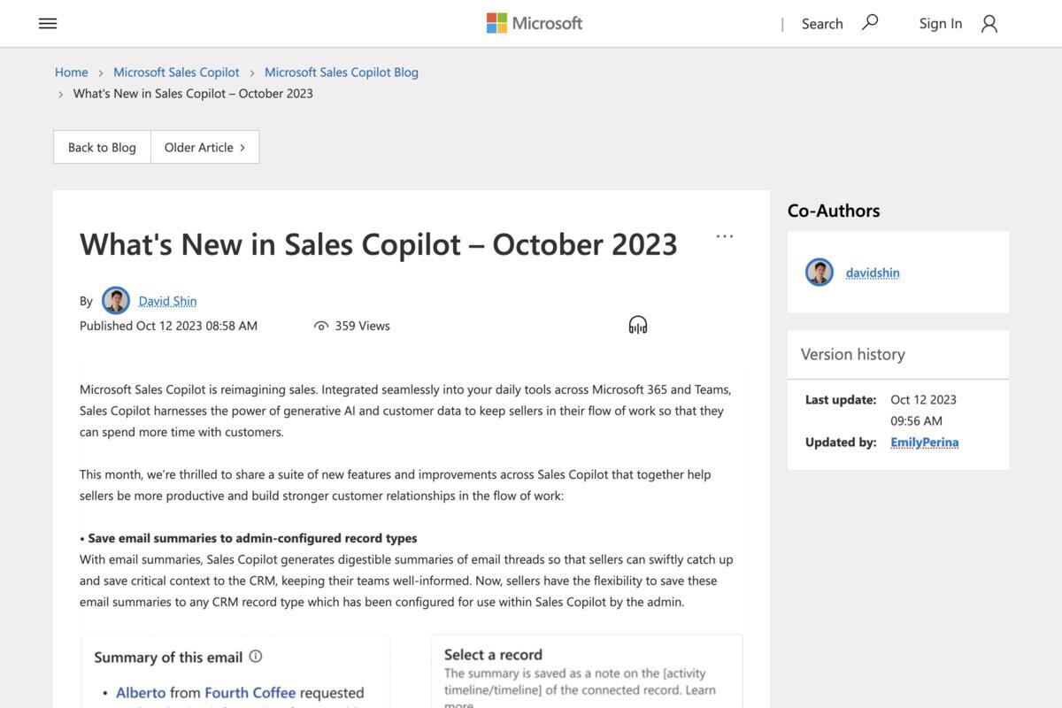 Microsoft、AIによる営業アシスタント「Sales Copilot」の新機能を発表