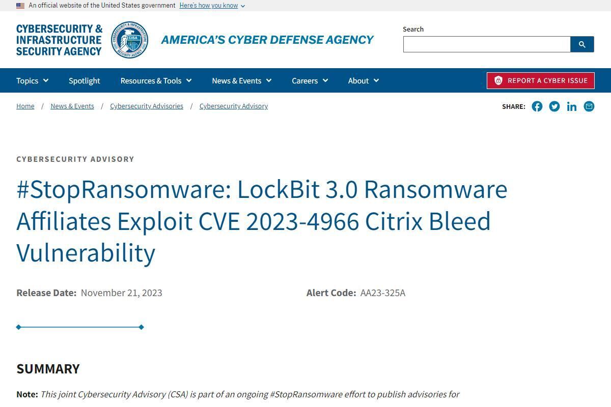 ランサムウェア「LockBit 3.0」がCitrixの脆弱性悪用して攻撃、CISAが警戒発表