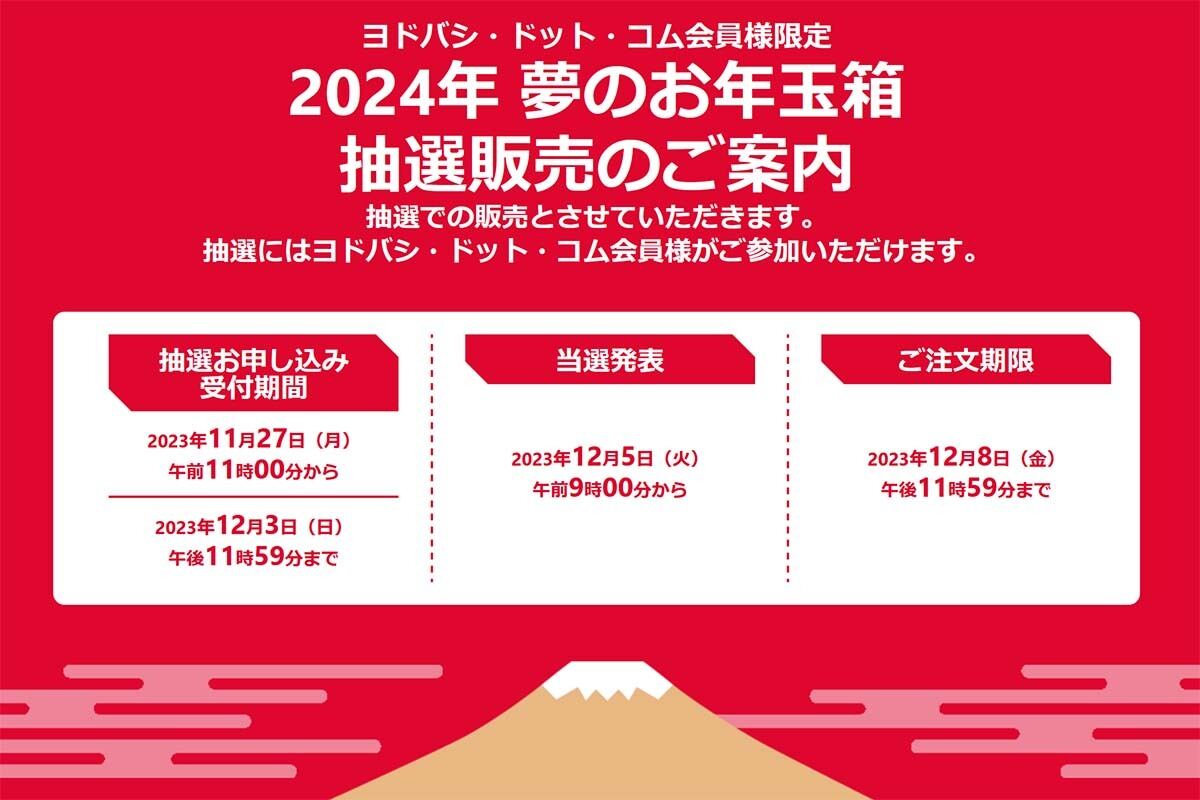 ヨドバシ・ドット・コム「夢のお年玉箱」、抽選受付を11月27日から開始