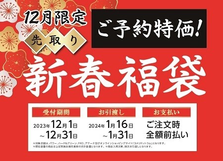 コメリの中身がわかる「新春福袋」、今年も予約開始 – 12月31日まで