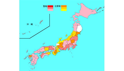 インフルエンザ患者報告数は9万7292人で1万人以上の増加、東京都は若干の減少