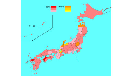 インフルエンザ患者報告数は再び10万人に戻る、東京都は5082人